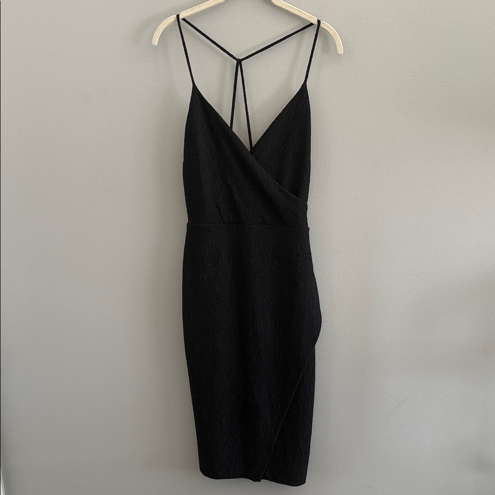 Express Chic Black Strappy Backless Textured Deep… - image 1